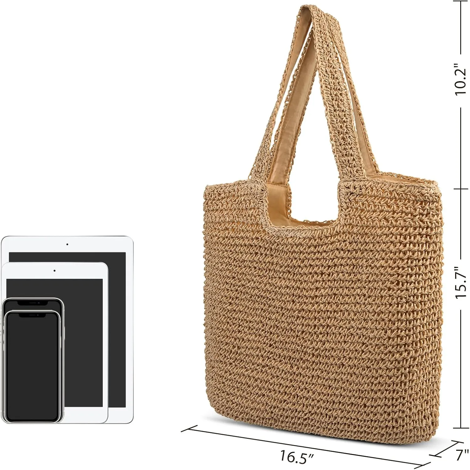Beach Bags for Women, Large Beach Bag, Woven Straw Tote Bags Waterproof, Weaving Swim Shopping Travel Bag