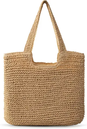 Beach Bags for Women, Large Beach Bag, Woven Straw Tote Bags Waterproof, Weaving Swim Shopping Travel Bag