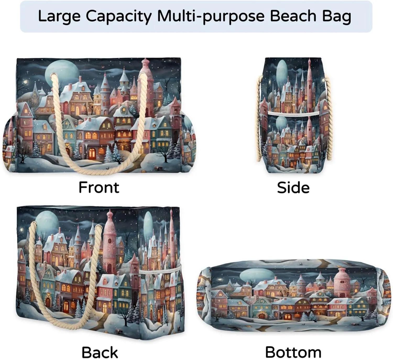 Beach Bags for Women Large Beach Tote Bag, Waterproof Sandproof Swim Pool Bag with Zipper