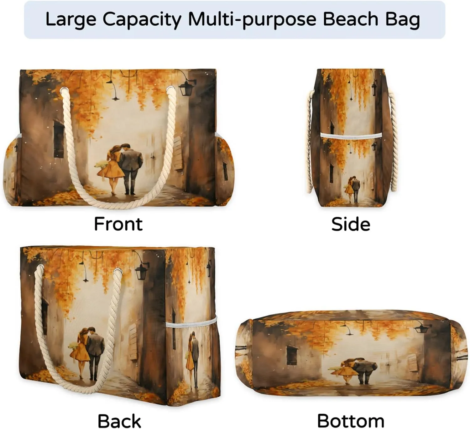 Beach Bags for Women Large Beach Tote Bag, Waterproof Sandproof Swim Pool Bag with Zipper