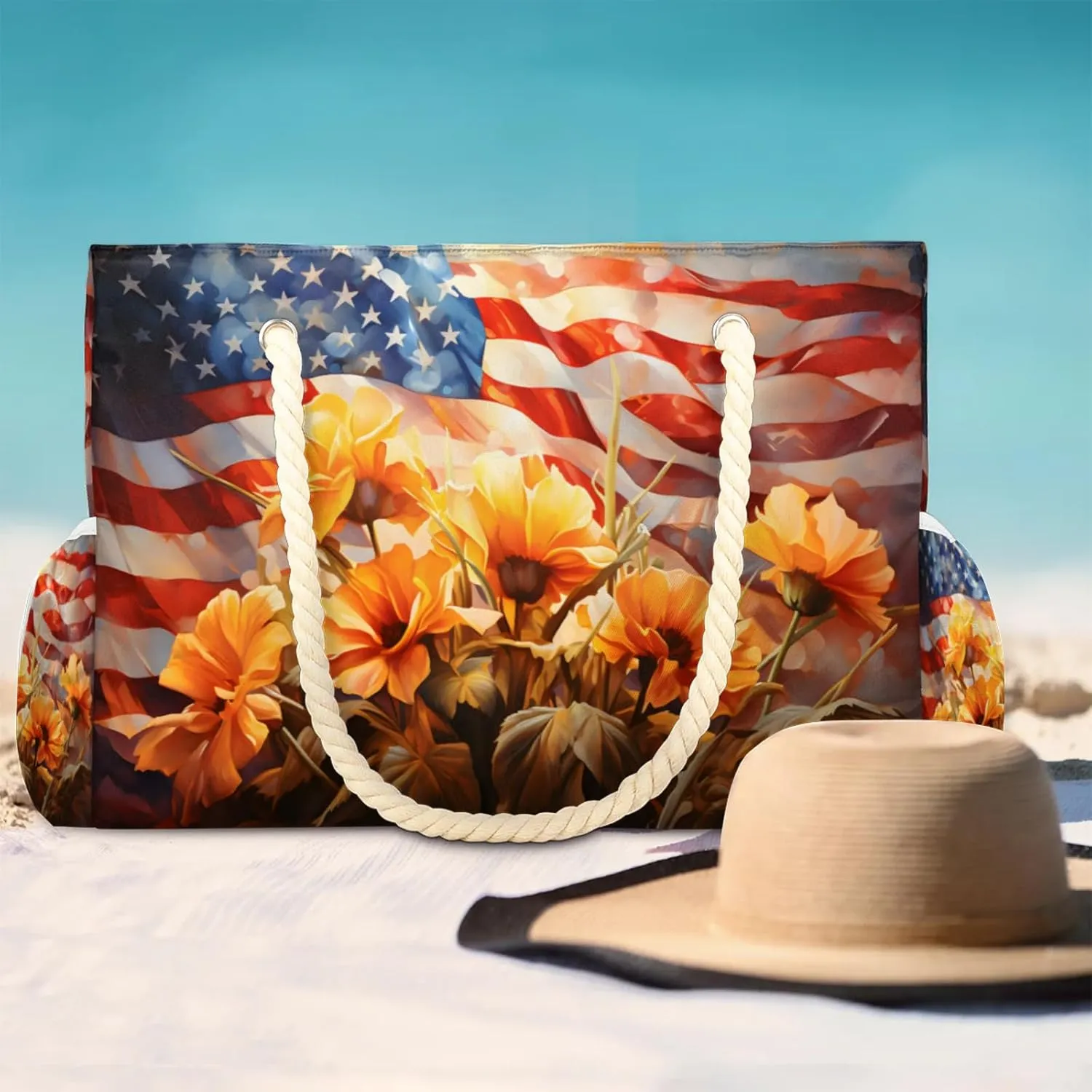 Beach Bags for Women Large Beach Tote Bag, Waterproof Sandproof Swim Pool Bag with Zipper