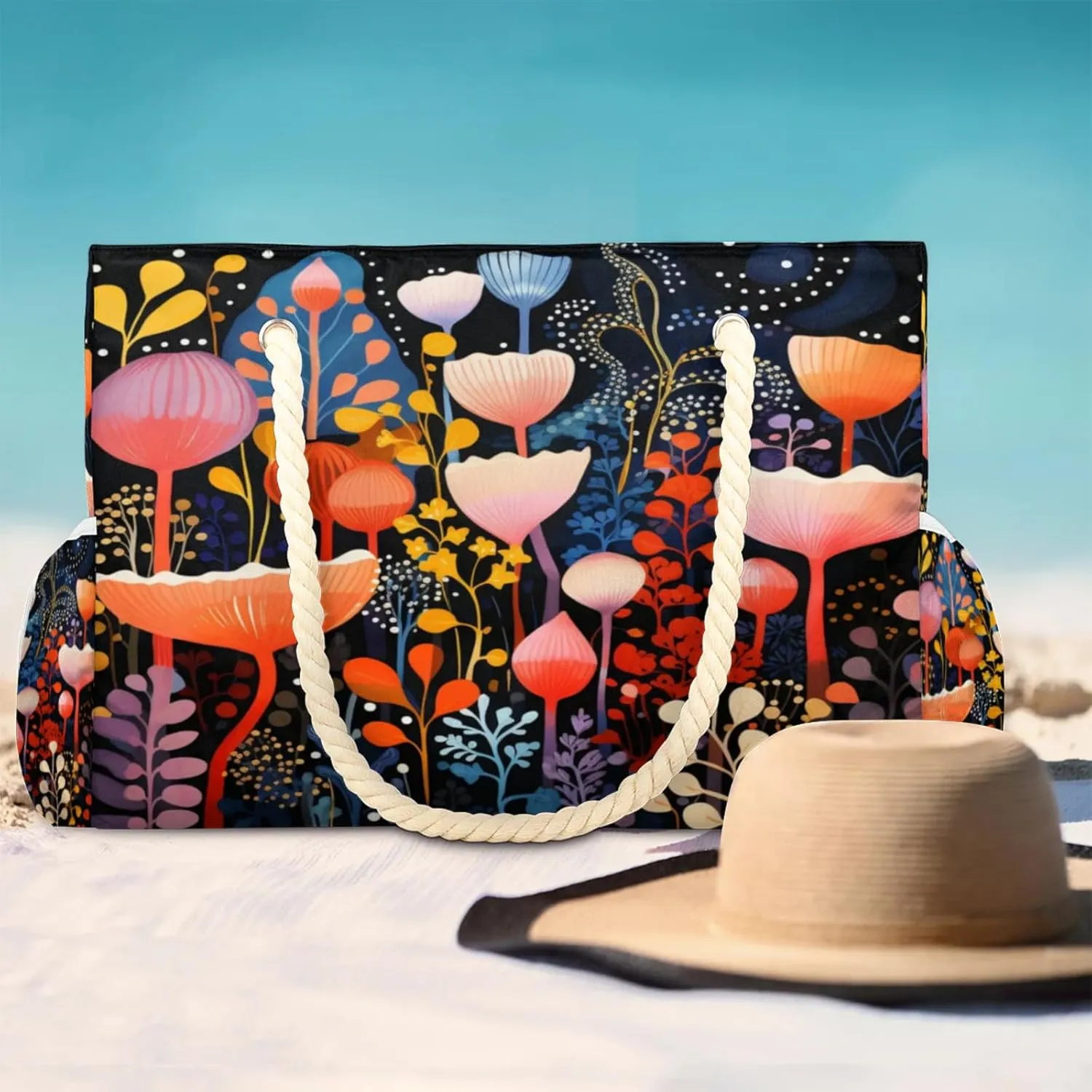 Beach Bags for Women Large Beach Tote Bag, Waterproof Sandproof Swim Pool Bag with Zipper