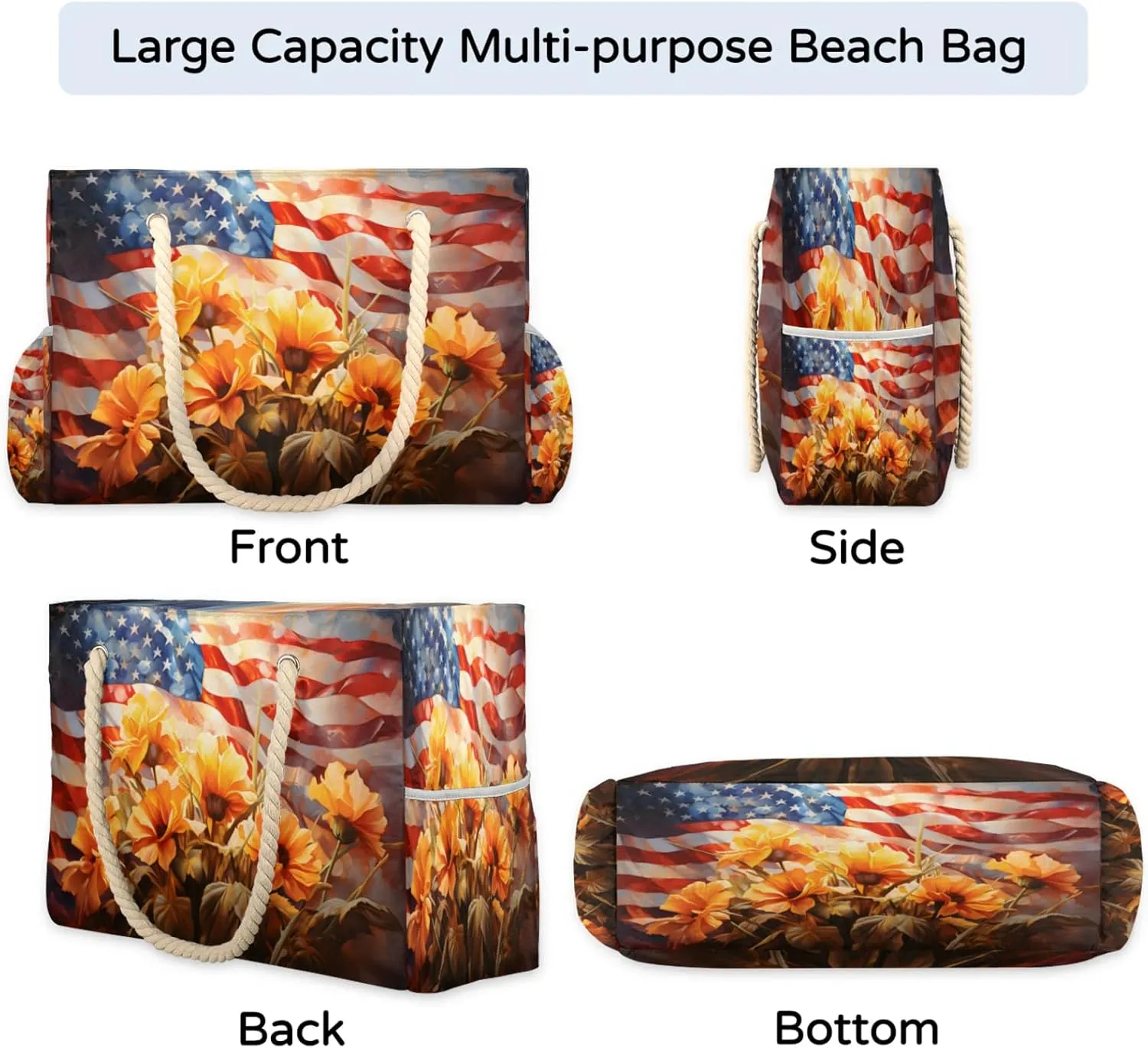 Beach Bags for Women Large Beach Tote Bag, Waterproof Sandproof Swim Pool Bag with Zipper