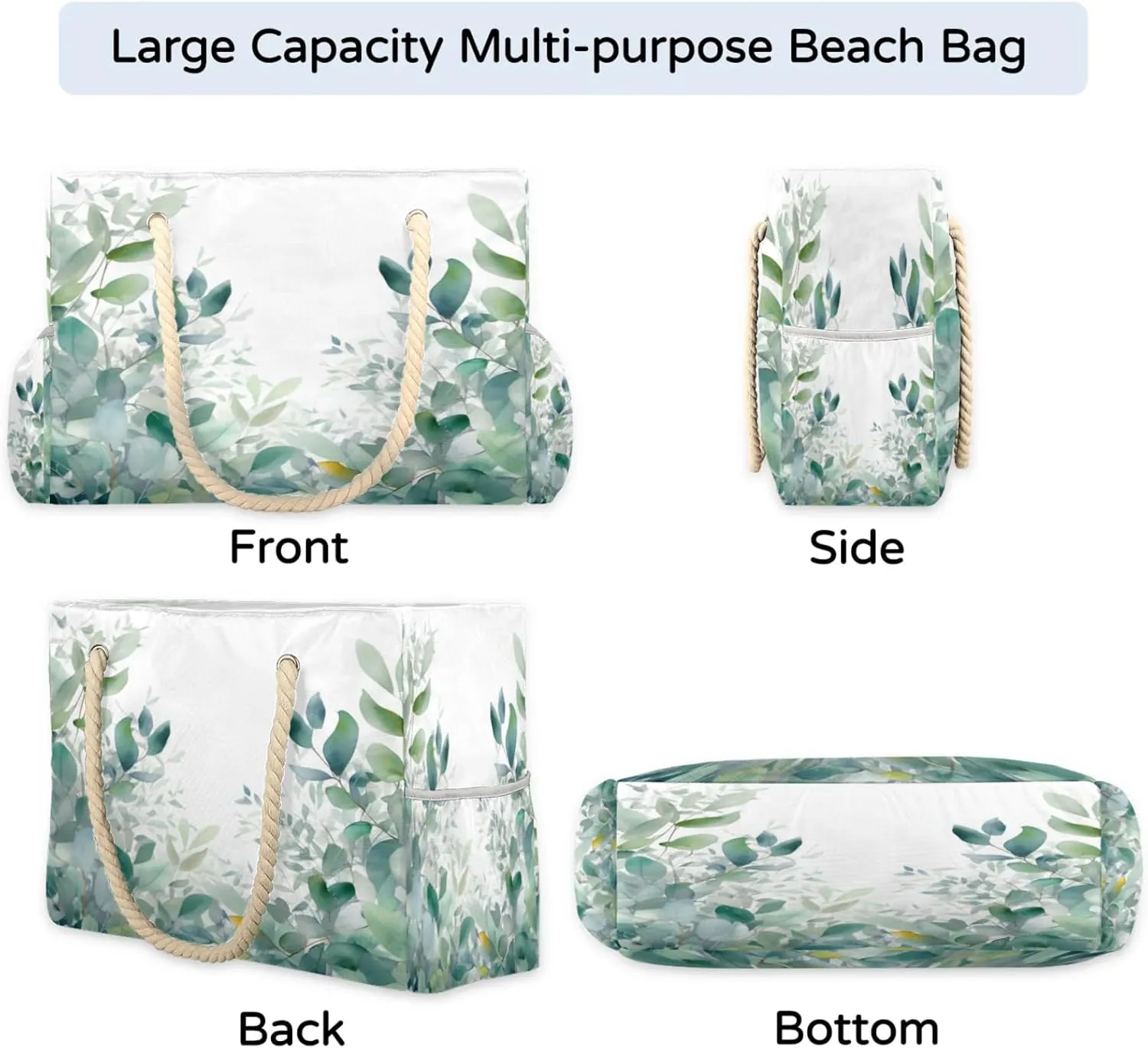 Beach Bags for Women Large Beach Tote Bag, Waterproof Sandproof Swim Pool Bag with Zipper