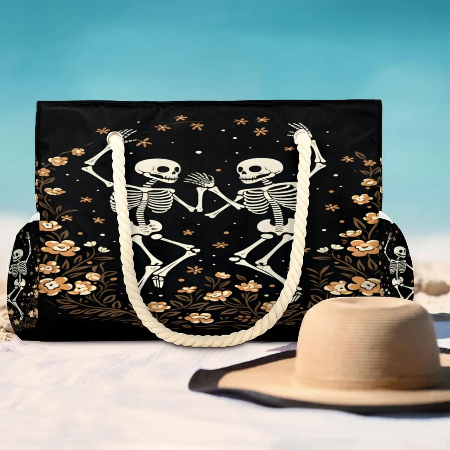 Beach Bags for Women Large Beach Tote Bag, Waterproof Sandproof Swim Pool Bag with Zipper