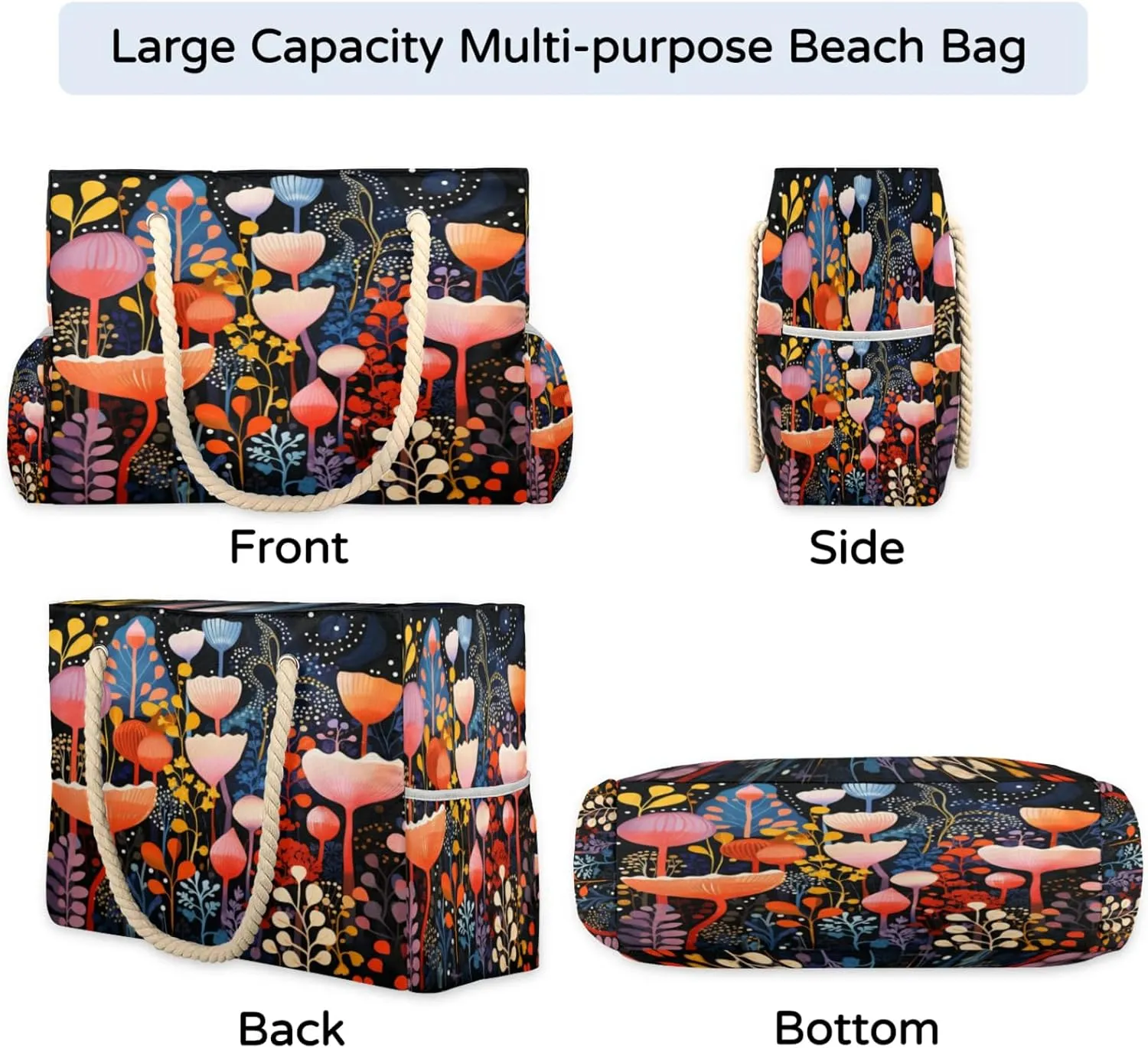 Beach Bags for Women Large Beach Tote Bag, Waterproof Sandproof Swim Pool Bag with Zipper
