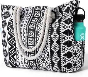 Beach Bags for Women - Large Beach Tote Bag, Women Sandproof Pool Bag for Pool Gym Grocery Travel