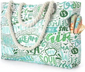 Beach Bags for Women - Large Beach Tote Bag, Women Sandproof Pool Bag for Pool Gym Grocery Travel