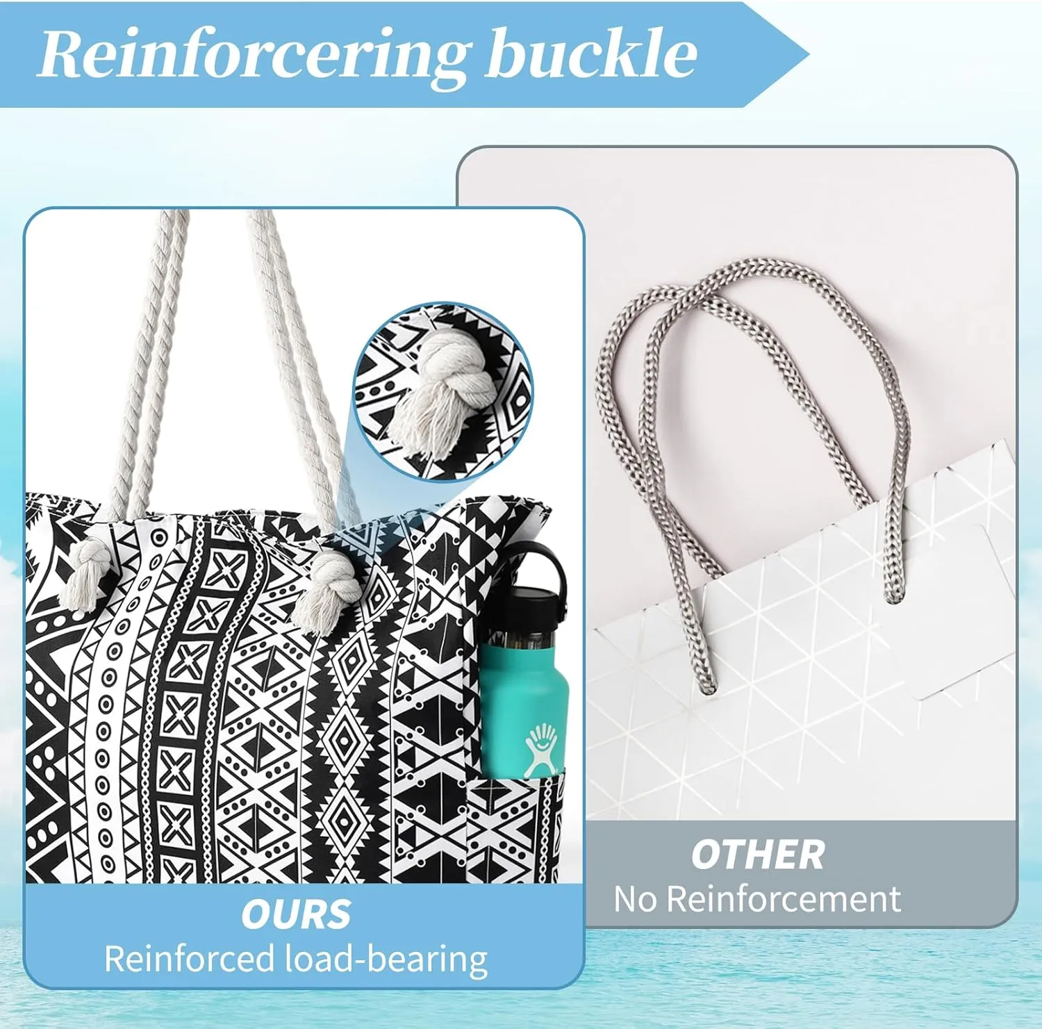 Beach Bags for Women - Large Beach Tote Bag, Women Sandproof Pool Bag for Pool Gym Grocery Travel