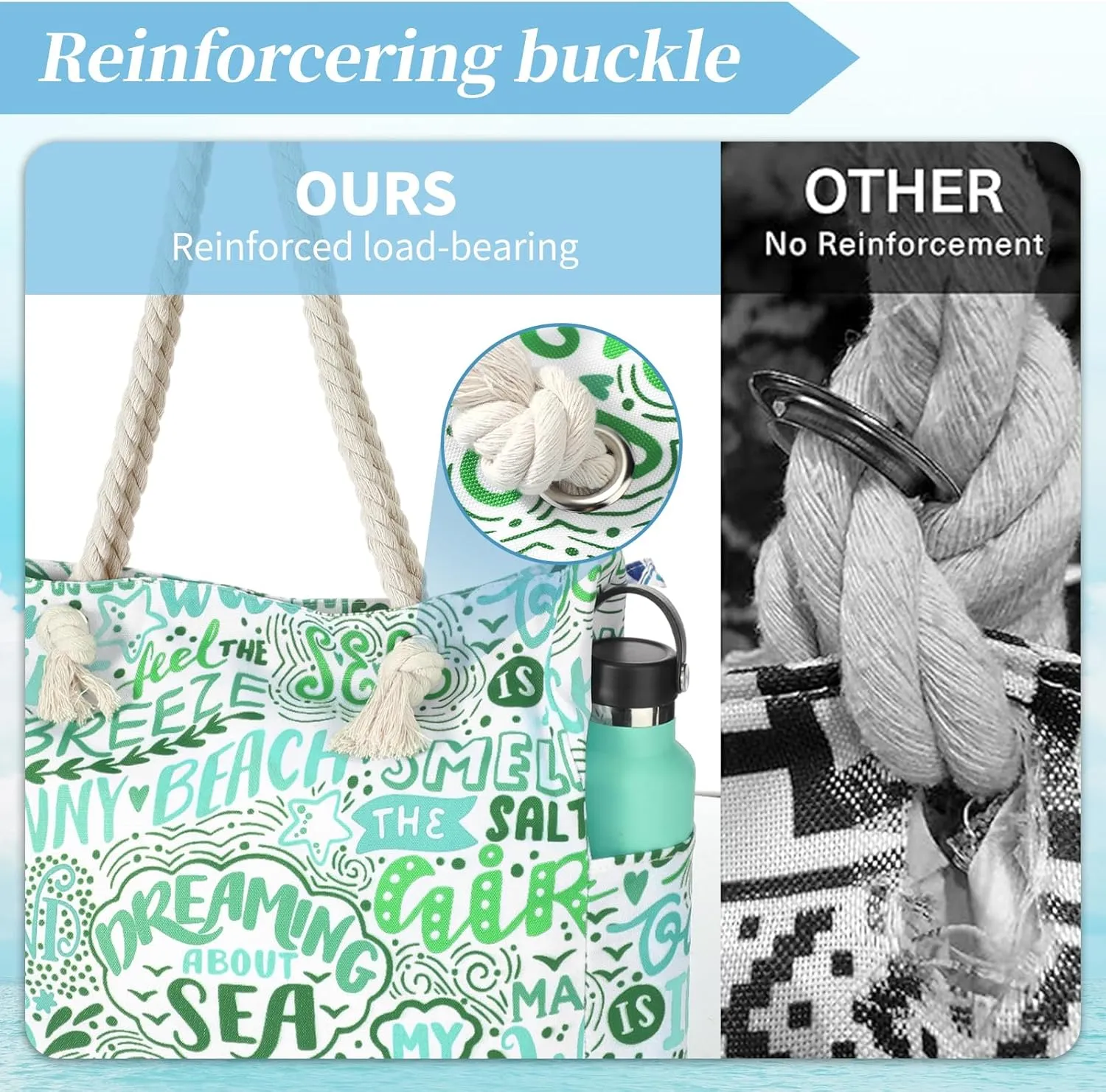Beach Bags for Women - Large Beach Tote Bag, Women Sandproof Pool Bag for Pool Gym Grocery Travel