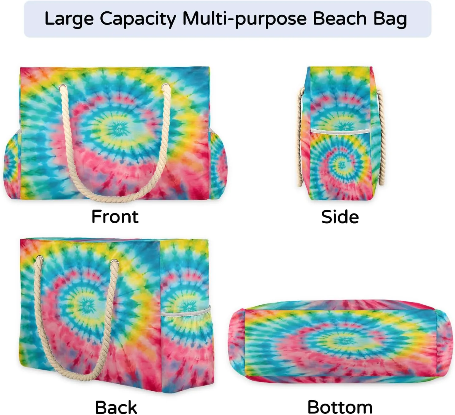 Beach Bags for Women Waterproof Sandproof Large Beach Tote Bag with Zipper Swim Pool Bag for Travel Outdoor