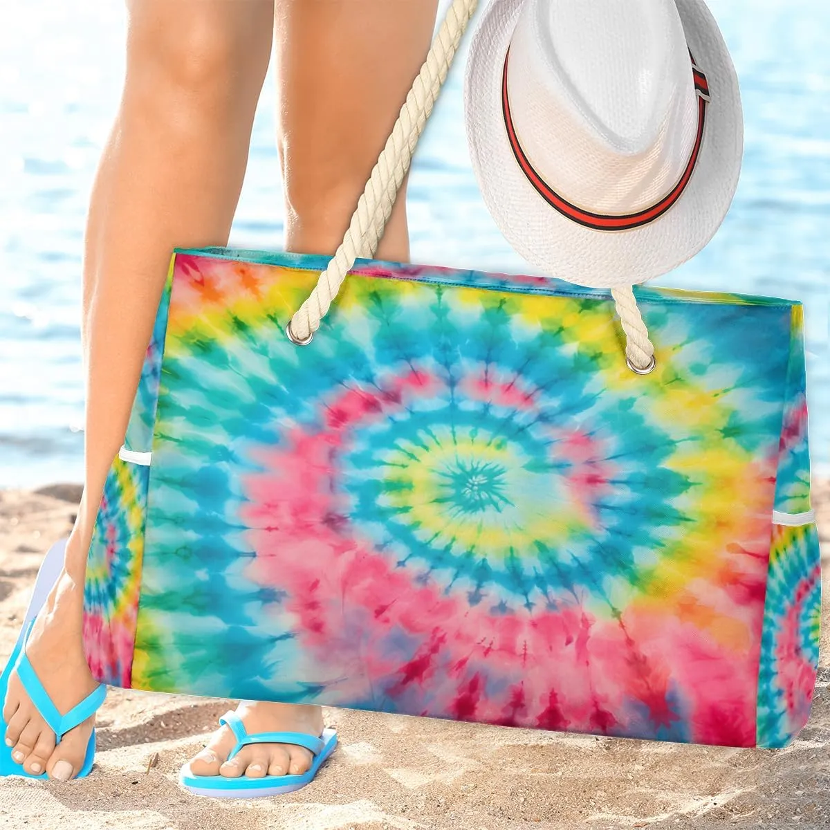 Beach Bags for Women Waterproof Sandproof Large Beach Tote Bag with Zipper Swim Pool Bag for Travel Outdoor
