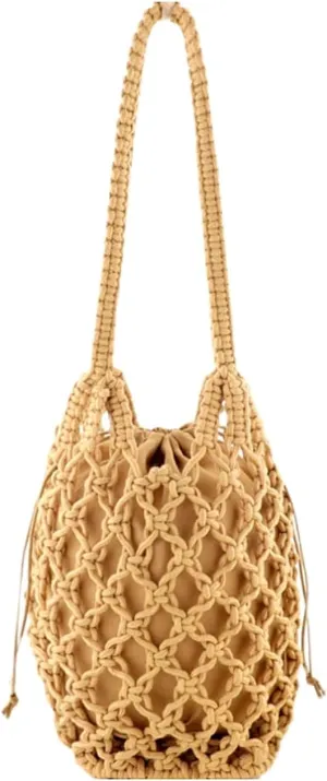 Beach Crochet Bag for Women, Aesthetic Hobo Mesh Woven Tote Simple Modern Trendy Bags for Summer Vacation Picnic Travel