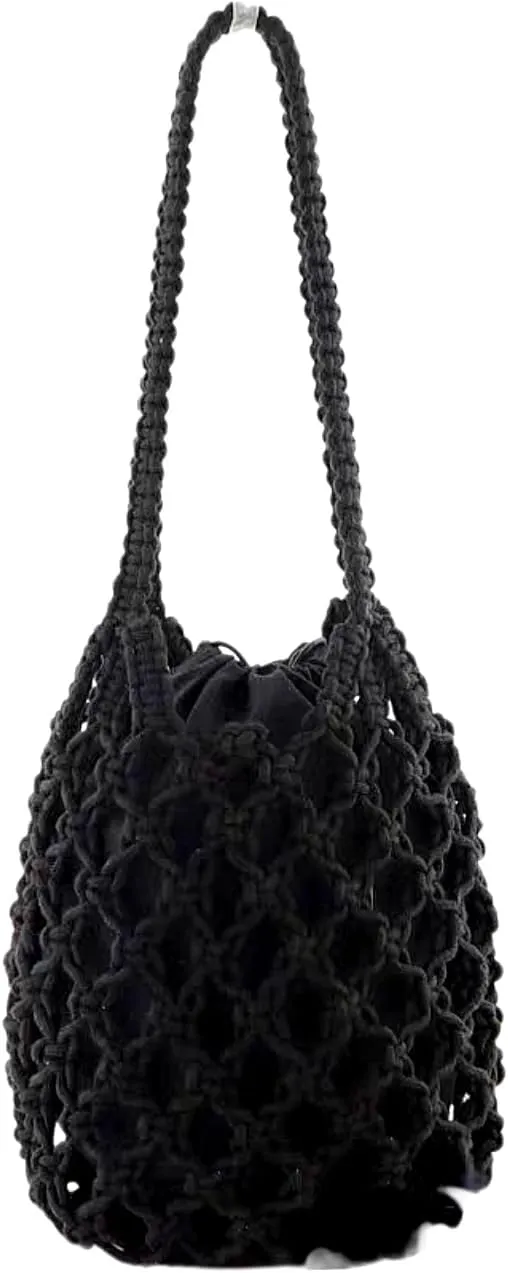 Beach Crochet Bag for Women, Aesthetic Hobo Mesh Woven Tote Simple Modern Trendy Bags for Summer Vacation Picnic Travel