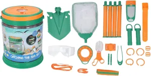 Beach Mesh Shovel Set Colorful Outdoor Explorer Kit with Shovel Observation Bucket Tongs Flashlight Mesh Net Magnifier for Kids Beach Play Plastic