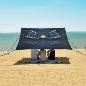 Beach Shade Tent with UPF50  UV Protection,Elegant Blue Jean Bow Lightweight Camping Sun Shelter for Outdoor,Camping Trips, Fishing, Backyard,Picnics,Easy Set Up and Carry 9x10.5 FT