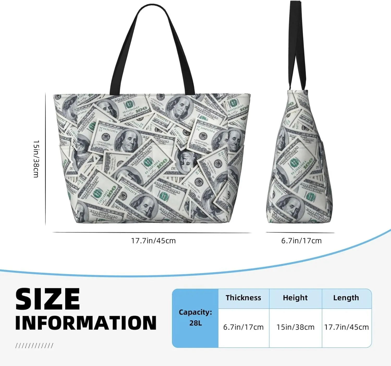 Beach Tote Bag for Women Beach Bag Waterproof and Sandproof Tote Bag with Wet Bag Large Travel Bag for Weekend Travel