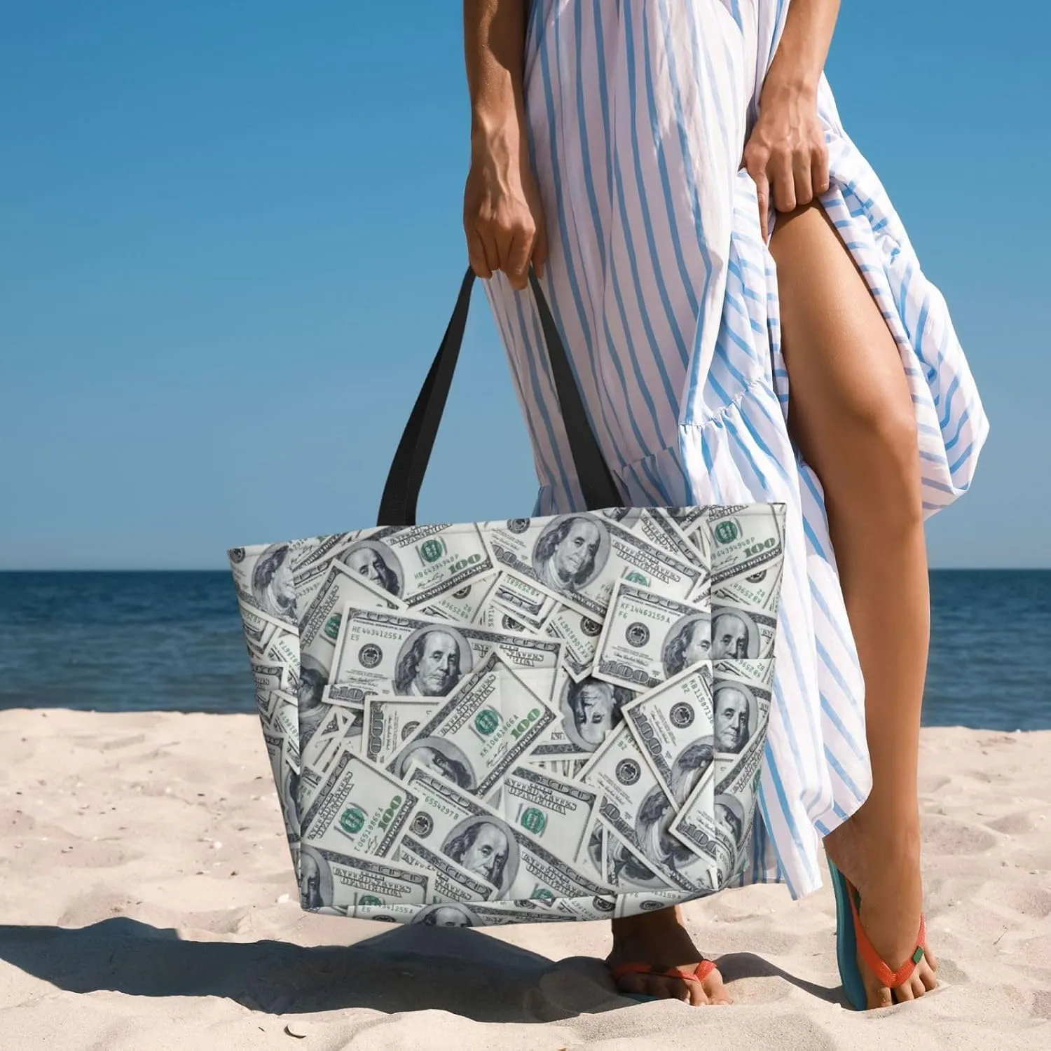 Beach Tote Bag for Women Beach Bag Waterproof and Sandproof Tote Bag with Wet Bag Large Travel Bag for Weekend Travel