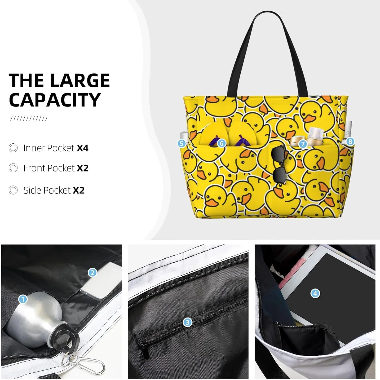 Beach Tote Bag for Women Beach Bag Waterproof and Sandproof Tote Bag with Wet Bag Large Travel Bag for Weekend Travel