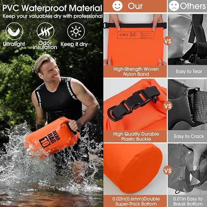 Bear Food Bag Hanging System, Bear Bags for Food Backpacking, Ultralight Bear Proof Food Storage Canister Bag, 10L Waterproof Camping Bear Food Bag Pulley System with Paracord, Carabiner, Throw Bag