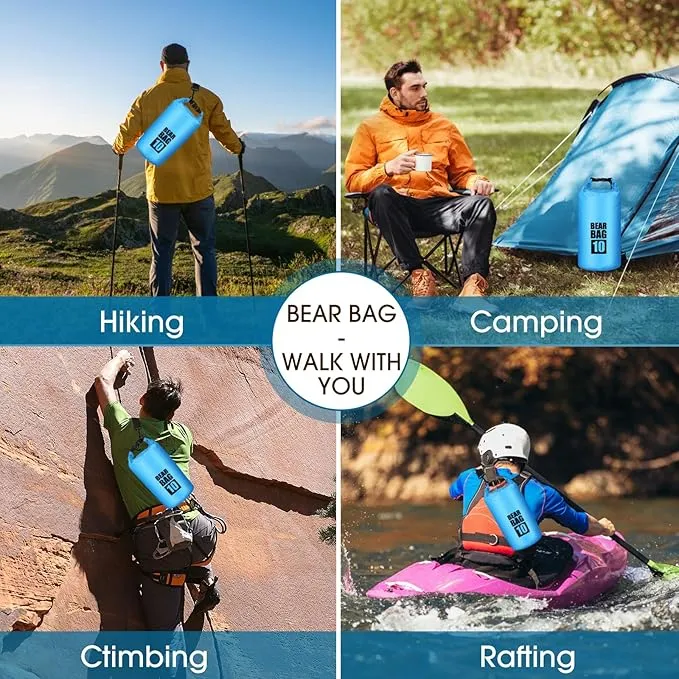 Bear Food Bag Hanging System, Bear Bags for Food Backpacking, Ultralight Bear Proof Food Storage Canister Bag, 10L Waterproof Camping Bear Food Bag Pulley System with Paracord, Carabiner, Throw Bag