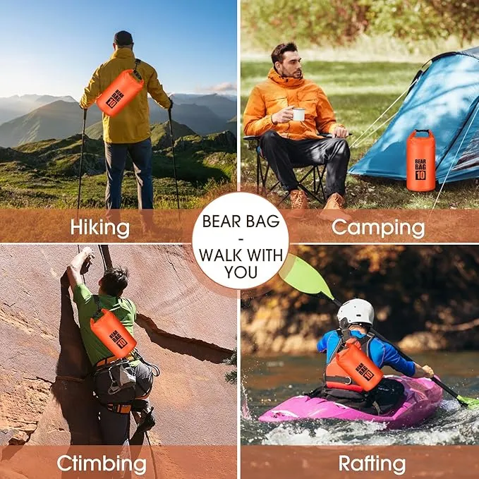 Bear Food Bag Hanging System, Bear Bags for Food Backpacking, Ultralight Bear Proof Food Storage Canister Bag, 10L Waterproof Camping Bear Food Bag Pulley System with Paracord, Carabiner, Throw Bag