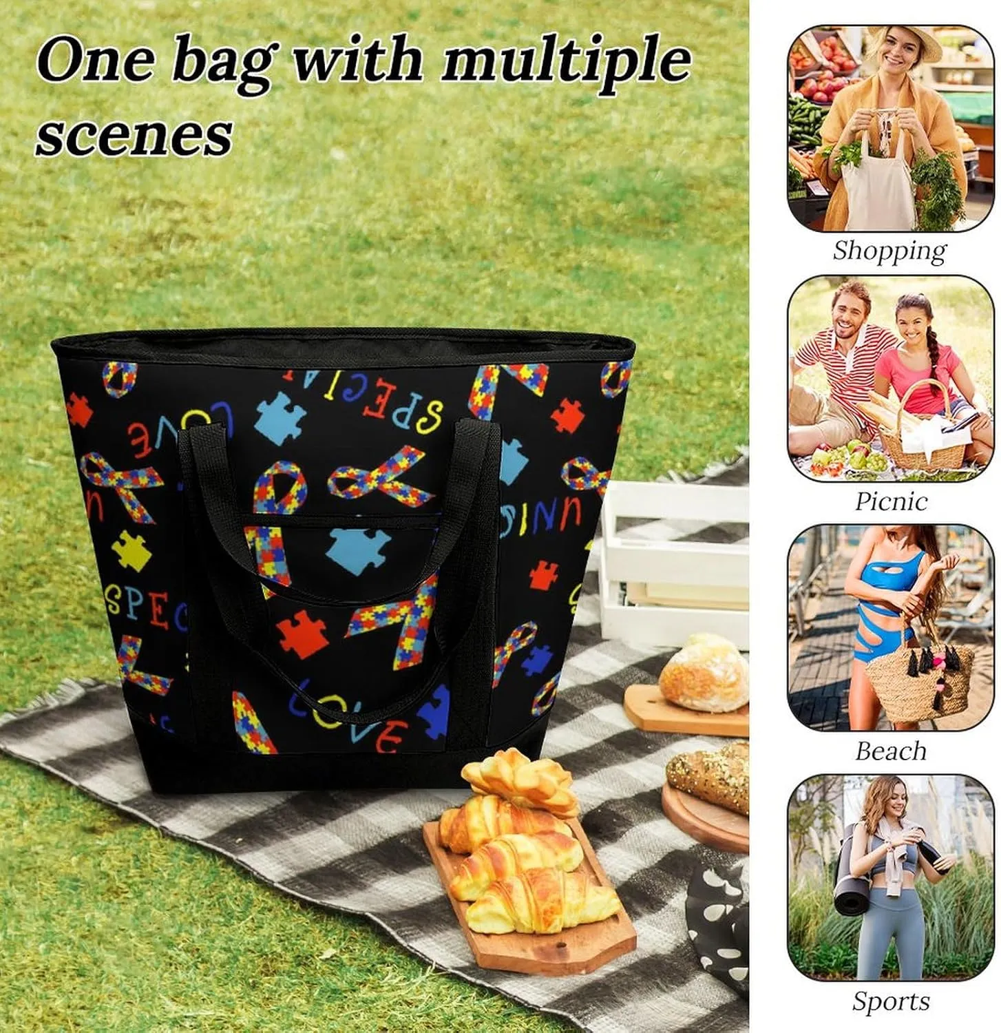 Beautiful Monarch Butterfly Fashionable Large Capacity Insulated Shopping Bag