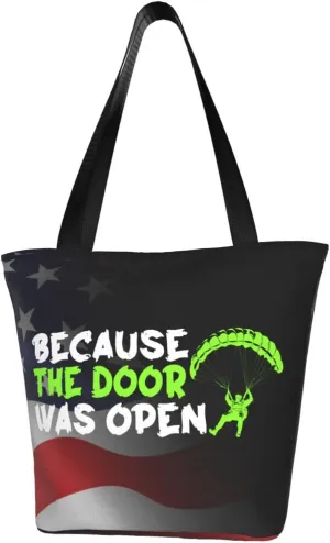 Because The Door Was Open Skydiving Fashion Shoulder Bag Large Capacity For Man Or Woman