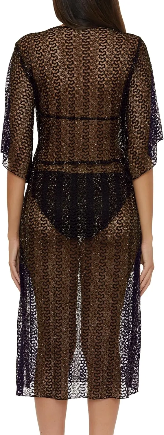 BECCA Women's Golden Mesh Tunic, Casual, Pull On, Sheer, Beach Cover Ups