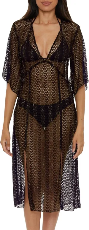 BECCA Women's Golden Mesh Tunic, Casual, Pull On, Sheer, Beach Cover Ups