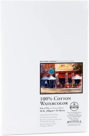 Bee Paper 6" x 9" Watercolor Paper Pack, 50 Sheets