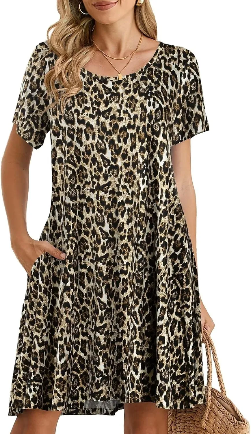 BELAROI Womens Summer Casual T Shirt Dress Loose Swing Tunic Dress Short Sleeve Sundress with Pockets
