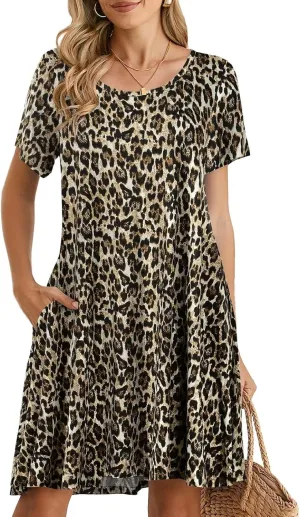 BELAROI Womens Summer Casual T Shirt Dress Loose Swing Tunic Dress Short Sleeve Sundress with Pockets