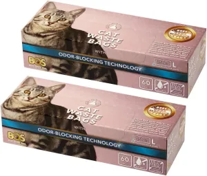 Best Odor-sealing Cat Waste Disposal Bags, BOS - Durable and Smell-free [Size: L, Color: Light blue] (60 Count, Pack of 2) (120 Bags) NOT a litter box liner