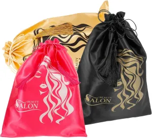 BESTYASH 3Pcs Satin Wig Bags with Drawstring Soft Hair Wig Storage Travel Bags for Wig Packaging and Organization