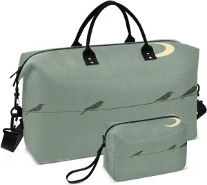 Bird on Wire Teal Sports Gym Bag for Women Men Travel Duffel Bag Weekend Overnight Carry on Bag with Toiletry Bag Hospital Bag for Swimming Yoga Workout Hospital Plane
