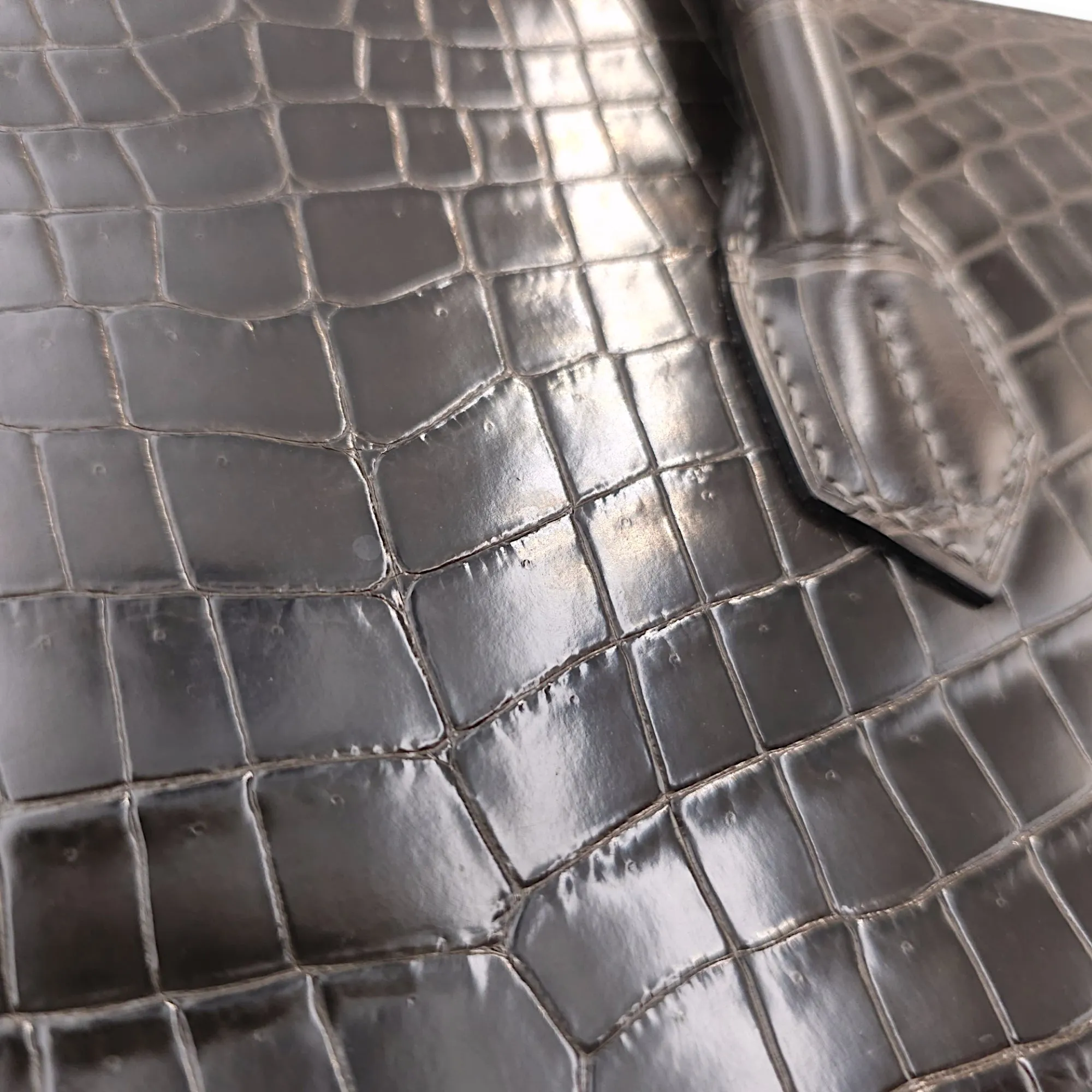 Birkin 30 Graphite in Shiny Niloticus, Gold hardware