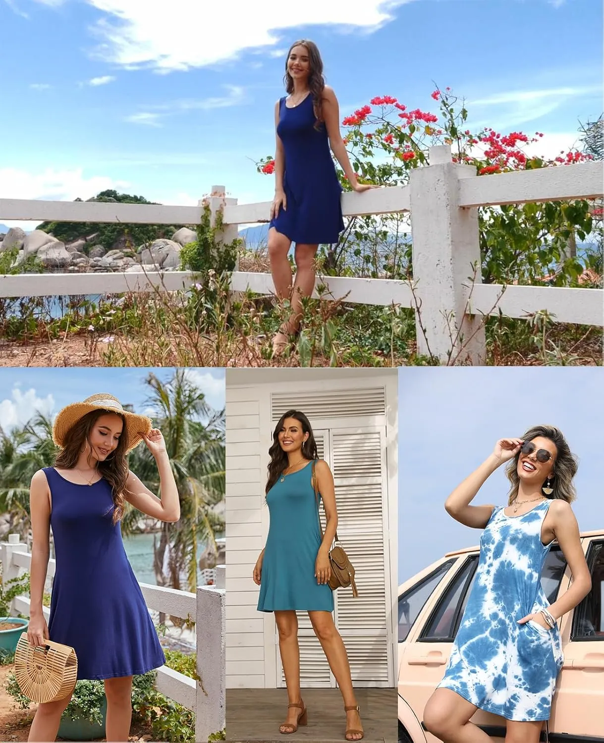 BISHUIGE Women's Summer Casual Dresses Sleeveless Round Neck Tank Dress Beach Cover Up for Bikini Swimwear Vacation