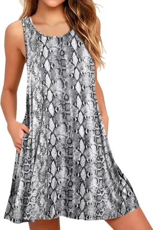 BISHUIGE Women's Summer Casual Dresses Sleeveless Round Neck Tank Dress Beach Cover Up for Bikini Swimwear Vacation