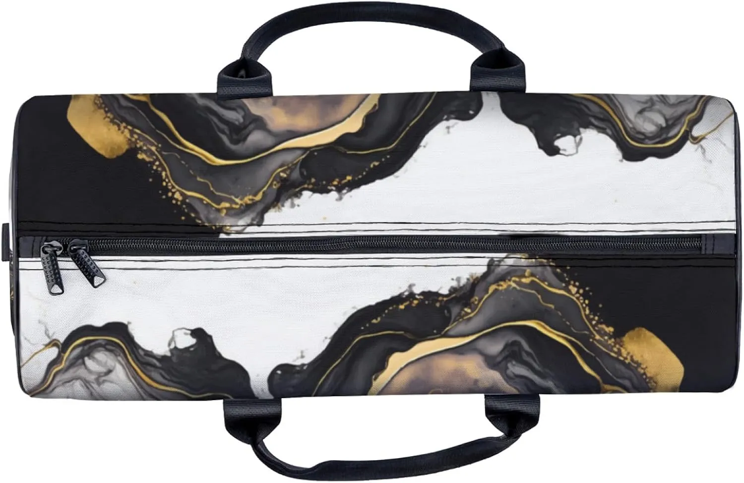 Black Gold White Marble Pattern Travel Duffel Bag for Woman Weekender Bag Man Tote Gym Bag Sport Gym Bag Hospital Bag for Labor and Delivery Overnight Bag Luggage Bag