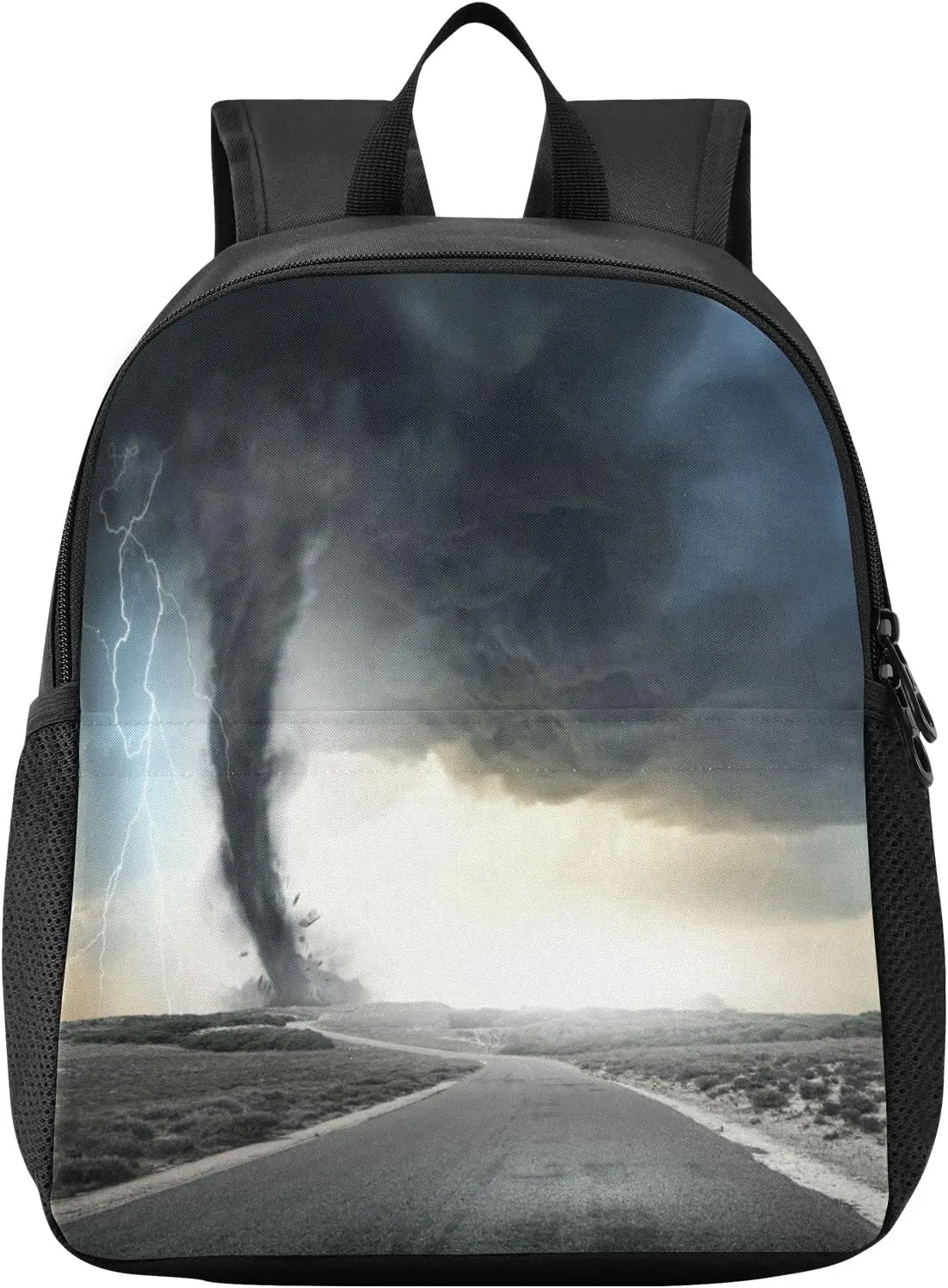 Black Tornado Print Waterproof Backpack - Lightweight Backpack Boys Girl 3-6 Year School Bag