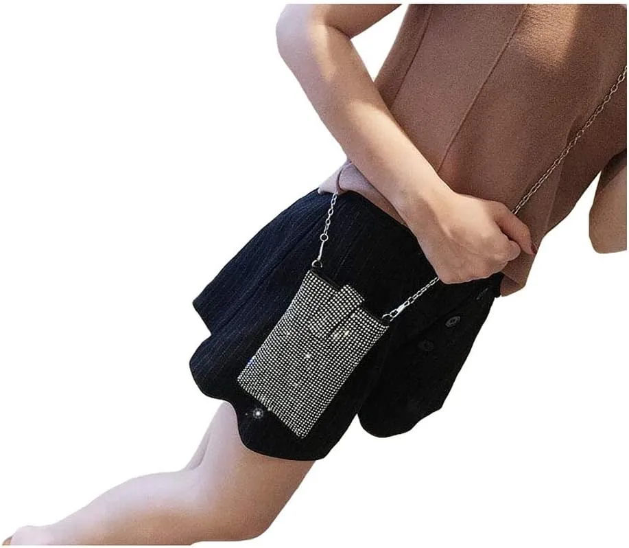 Bling Rhinestone Evening Handbag Cell Phone Purse Wallet Clutch Crossbody Bag