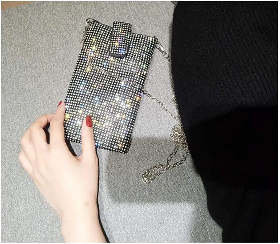 Bling Rhinestone Evening Handbag Cell Phone Purse Wallet Clutch Crossbody Bag