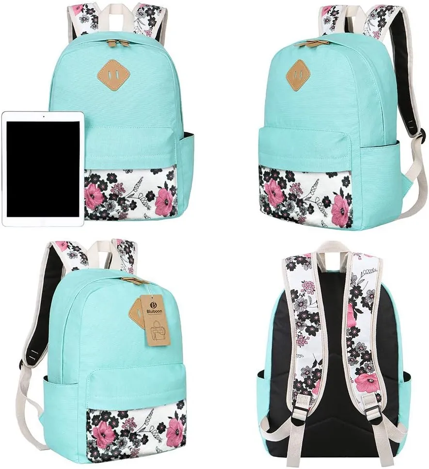Bluboon Teens Backpack Set Girls School Backpack Lunch Box Pencil Bags Student Bookbags 3 in 1