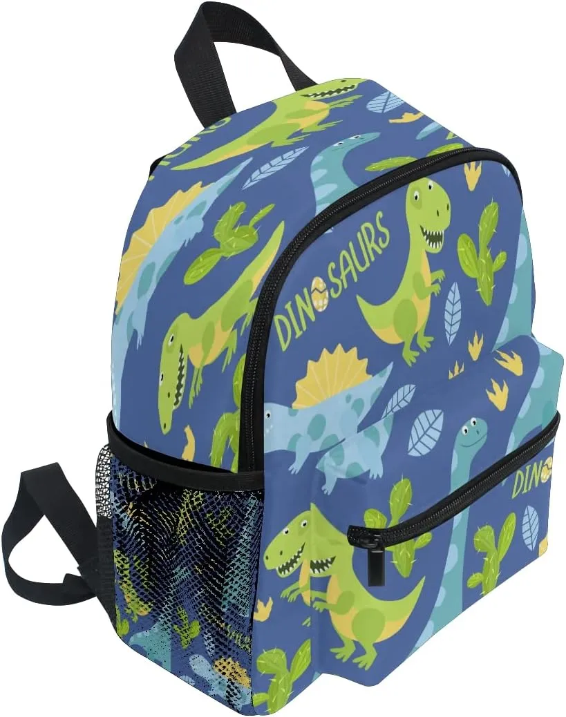 Blue Dino Kid's Backpack, Dinosaur Toddler Backpack Preschool Bag Kindergarten Schoolbag Preschool Nursery Travel Bag for Girl Boy