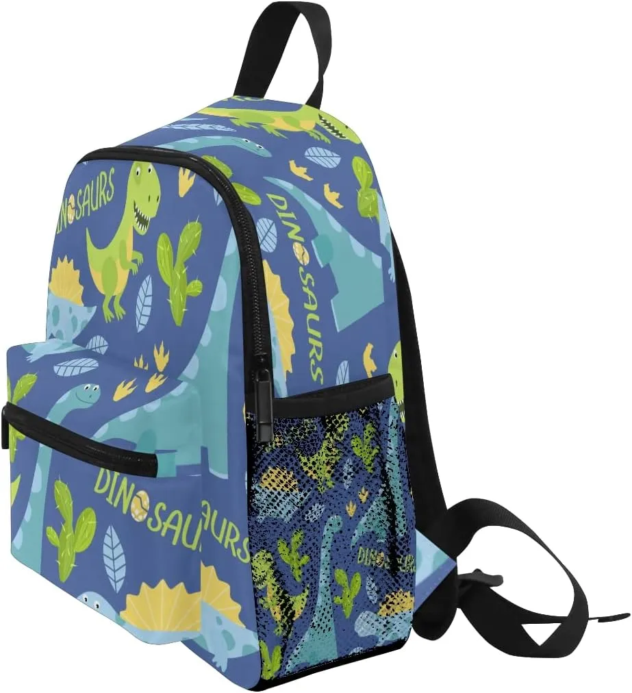 Blue Dino Kid's Backpack, Dinosaur Toddler Backpack Preschool Bag Kindergarten Schoolbag Preschool Nursery Travel Bag for Girl Boy