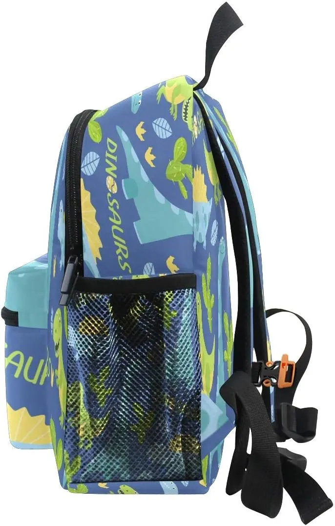 Blue Dino Kid's Backpack, Dinosaur Toddler Backpack Preschool Bag Kindergarten Schoolbag Preschool Nursery Travel Bag for Girl Boy