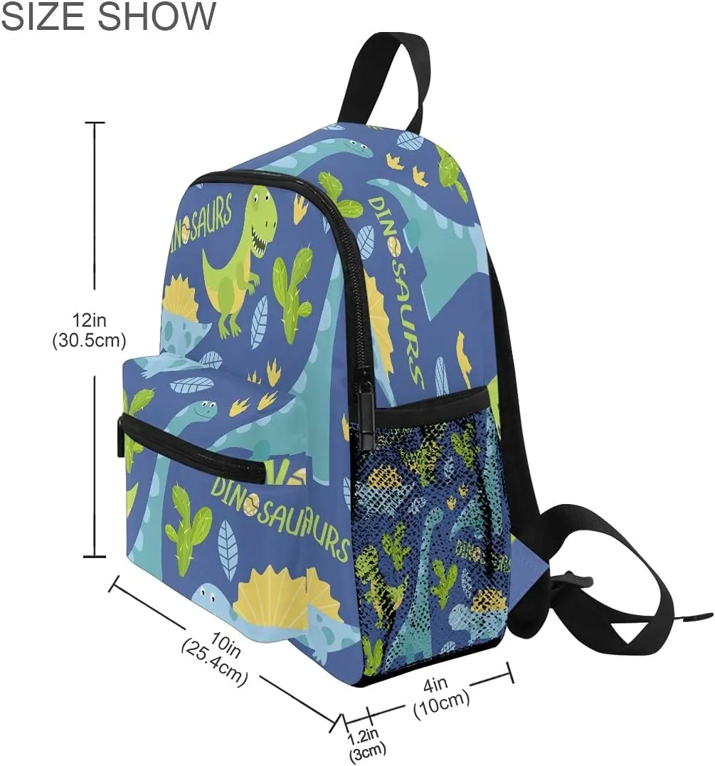 Blue Dino Kid's Backpack, Dinosaur Toddler Backpack Preschool Bag Kindergarten Schoolbag Preschool Nursery Travel Bag for Girl Boy