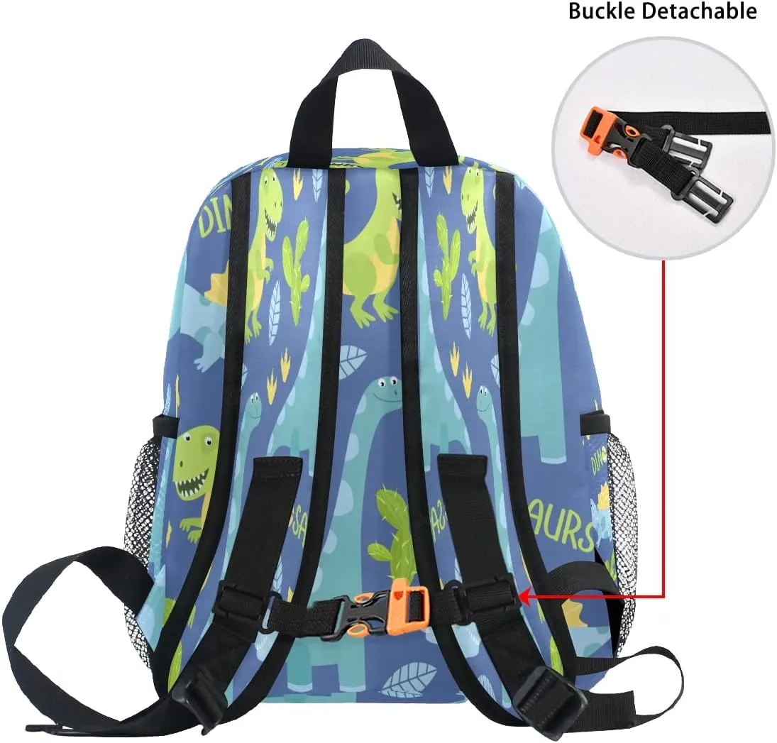 Blue Dino Kid's Backpack, Dinosaur Toddler Backpack Preschool Bag Kindergarten Schoolbag Preschool Nursery Travel Bag for Girl Boy