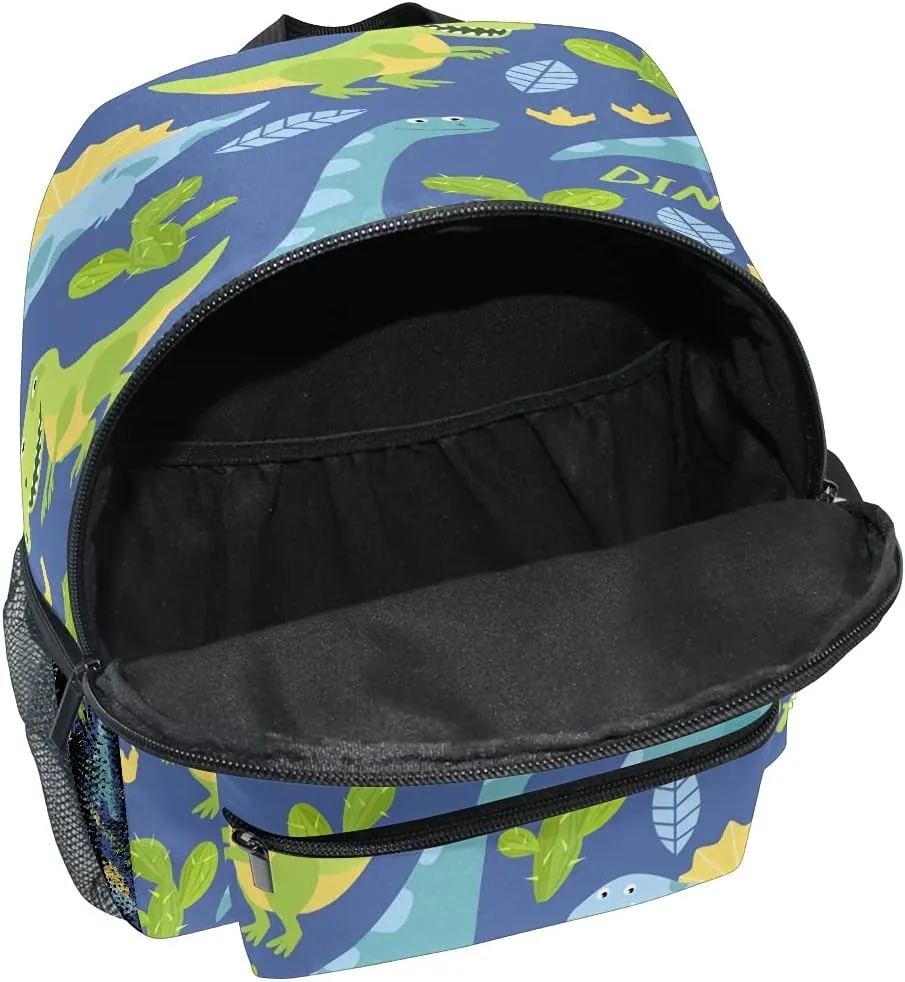 Blue Dino Kid's Backpack, Dinosaur Toddler Backpack Preschool Bag Kindergarten Schoolbag Preschool Nursery Travel Bag for Girl Boy